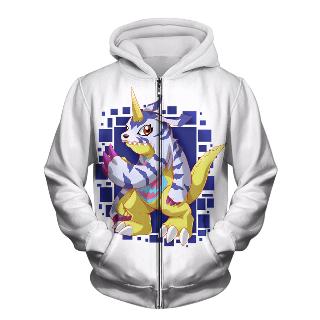 Digimon Adventure Gabumon Standing In Blue And Yellow Anime Apparel
