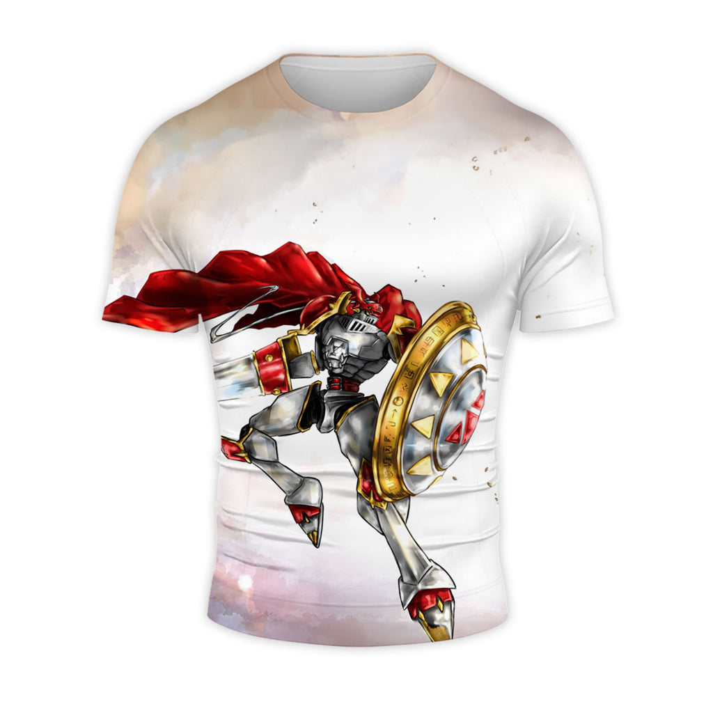 Digimon Adventure Gallantmon Wielding Lance Shield Red Flying Anime Apparel