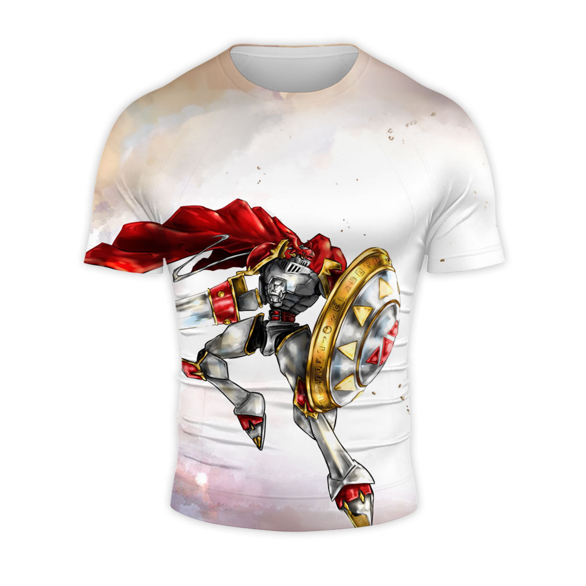 Digimon Adventure Gallantmon Wielding Lance Shield Red Flying Anime Apparel