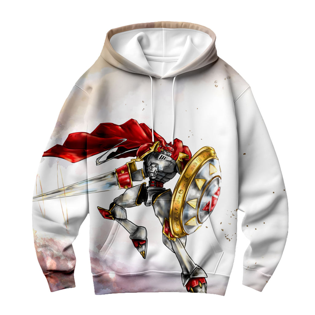 Digimon Adventure Gallantmon Wielding Lance Shield Red Flying Anime Apparel