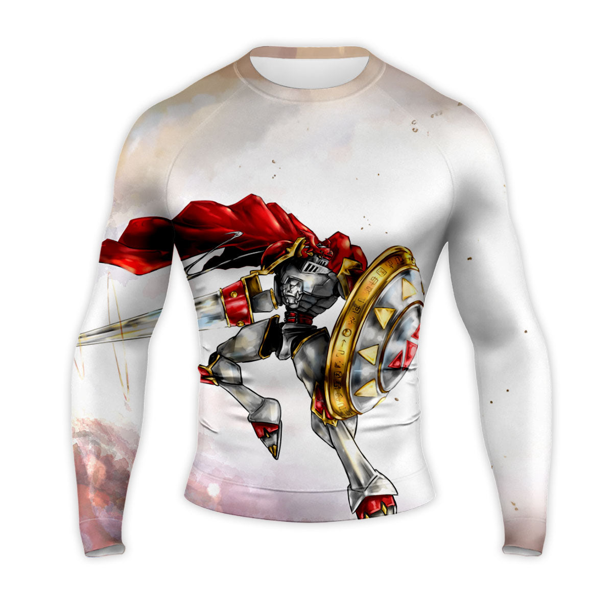 Digimon Adventure Gallantmon Wielding Lance Shield Red Flying Anime Apparel