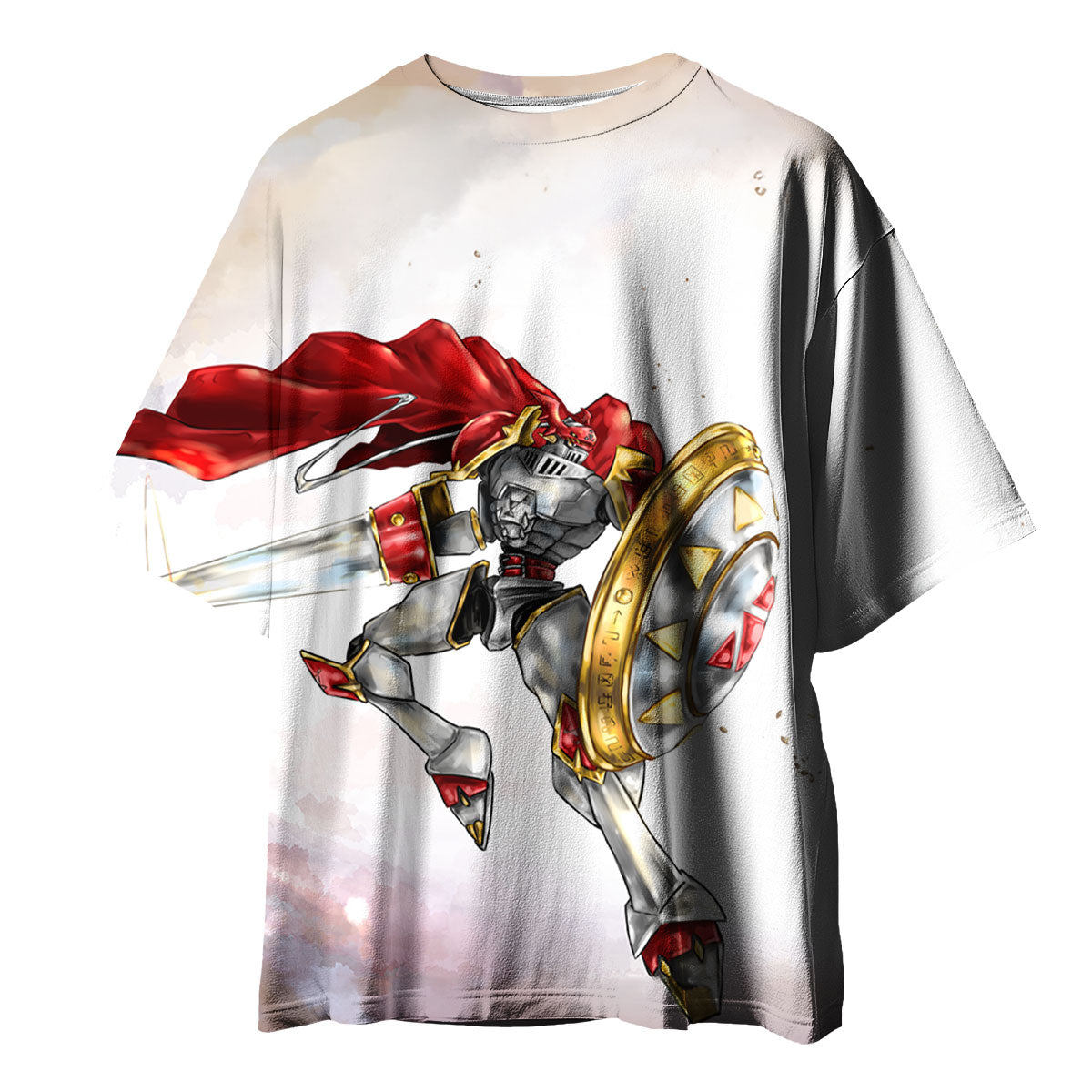 Digimon Adventure Gallantmon Wielding Lance Shield Red Flying Anime Apparel