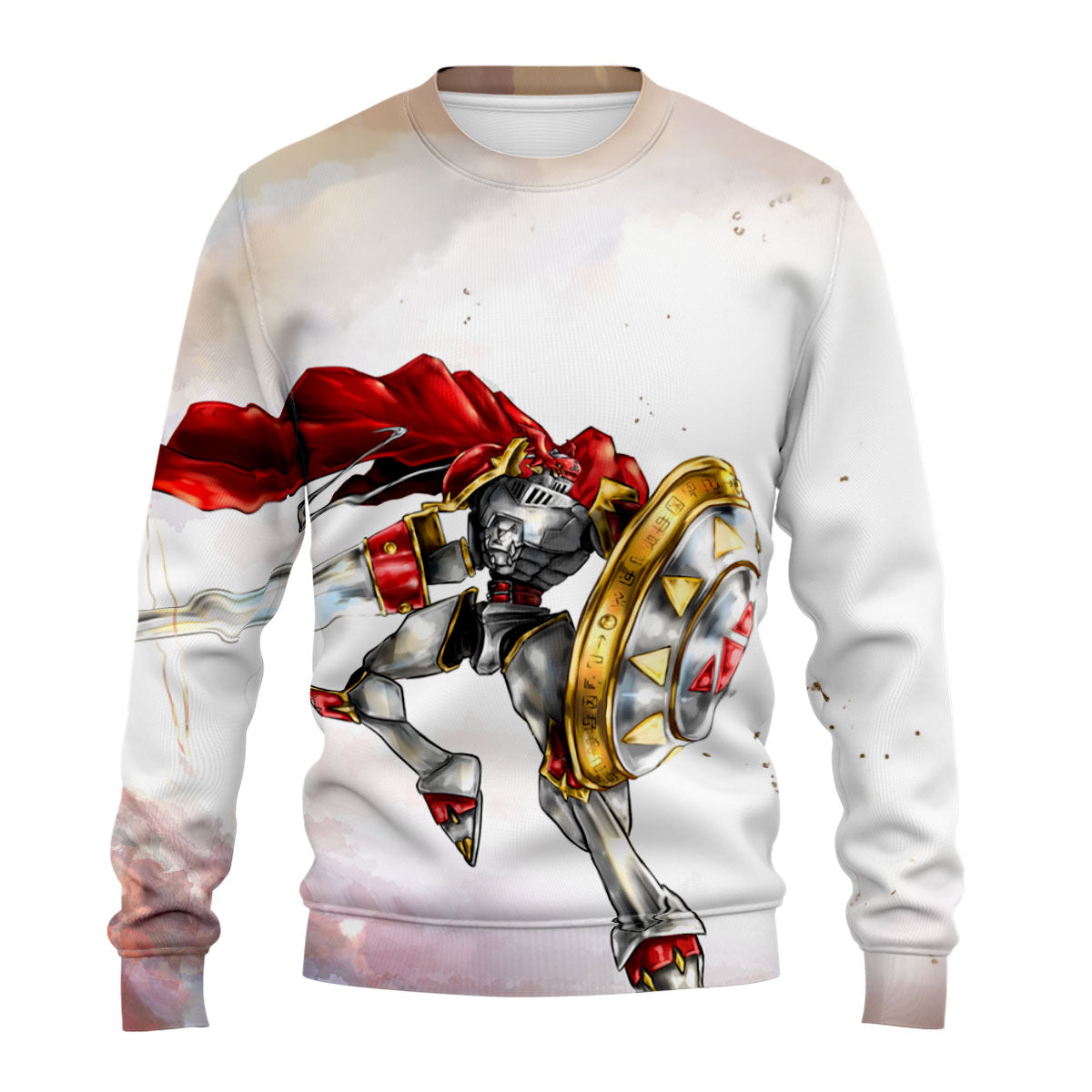 Digimon Adventure Gallantmon Wielding Lance Shield Red Flying Anime Apparel