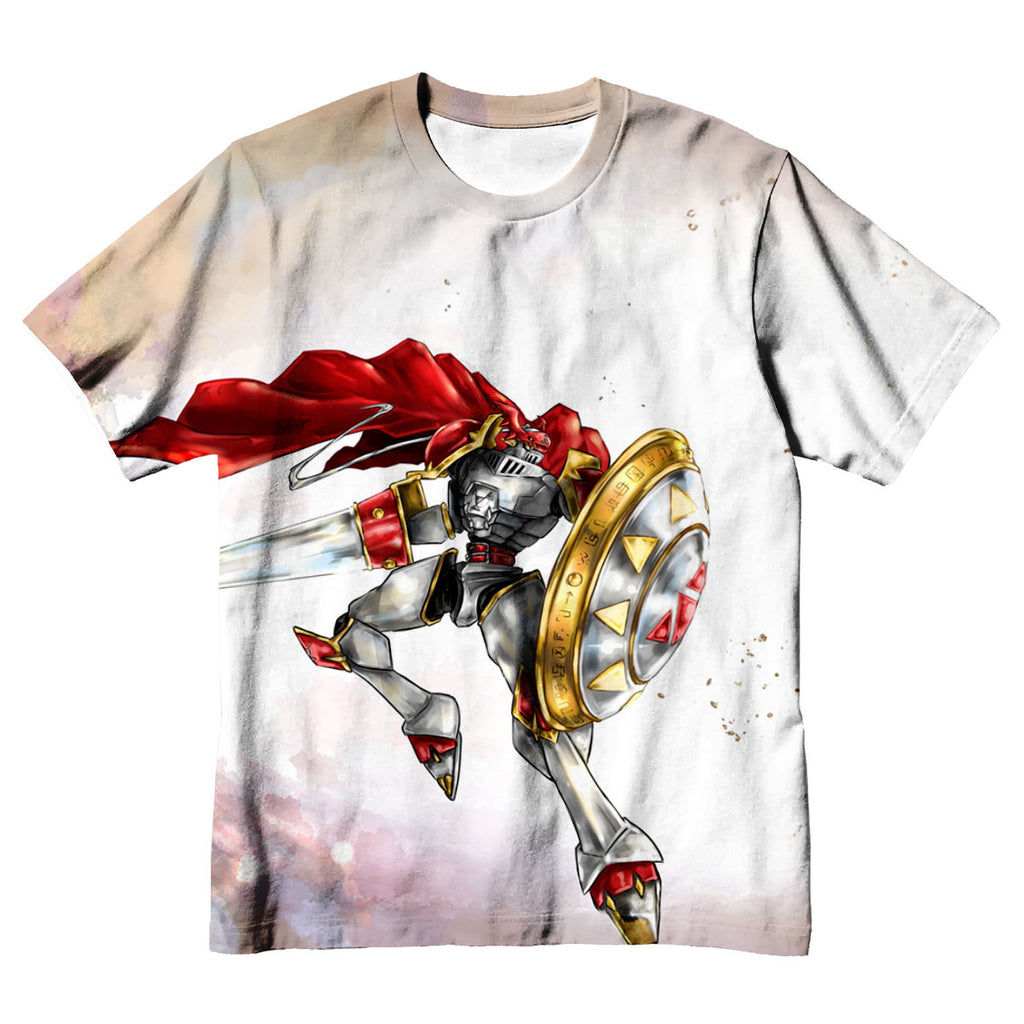 Digimon Adventure Gallantmon Wielding Lance Shield Red Flying Anime Apparel