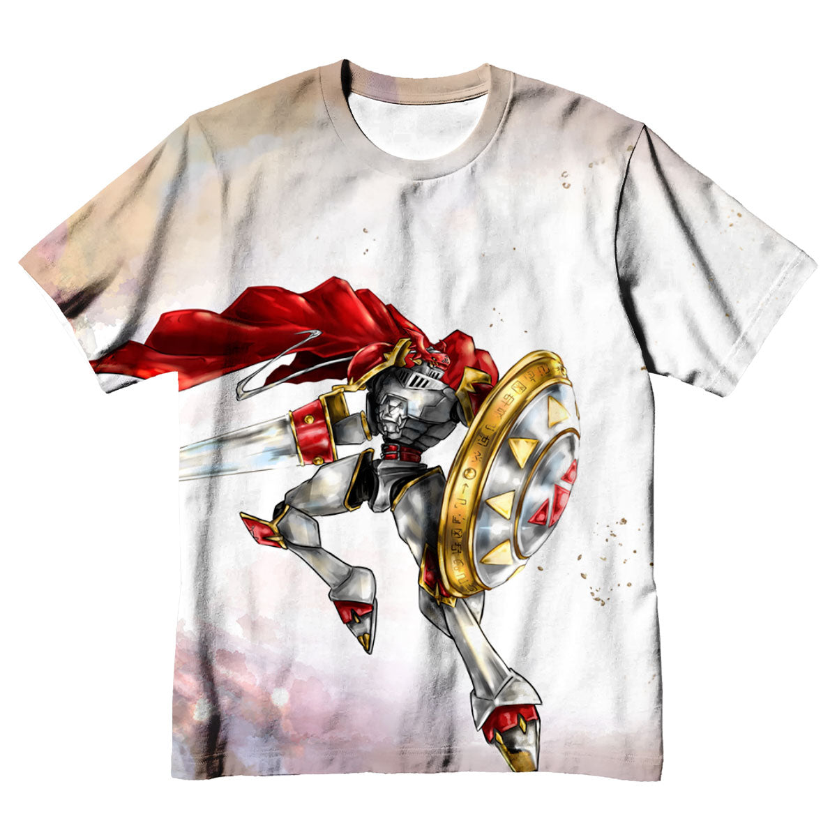 Digimon Adventure Gallantmon Wielding Lance Shield Red Flying Anime Apparel