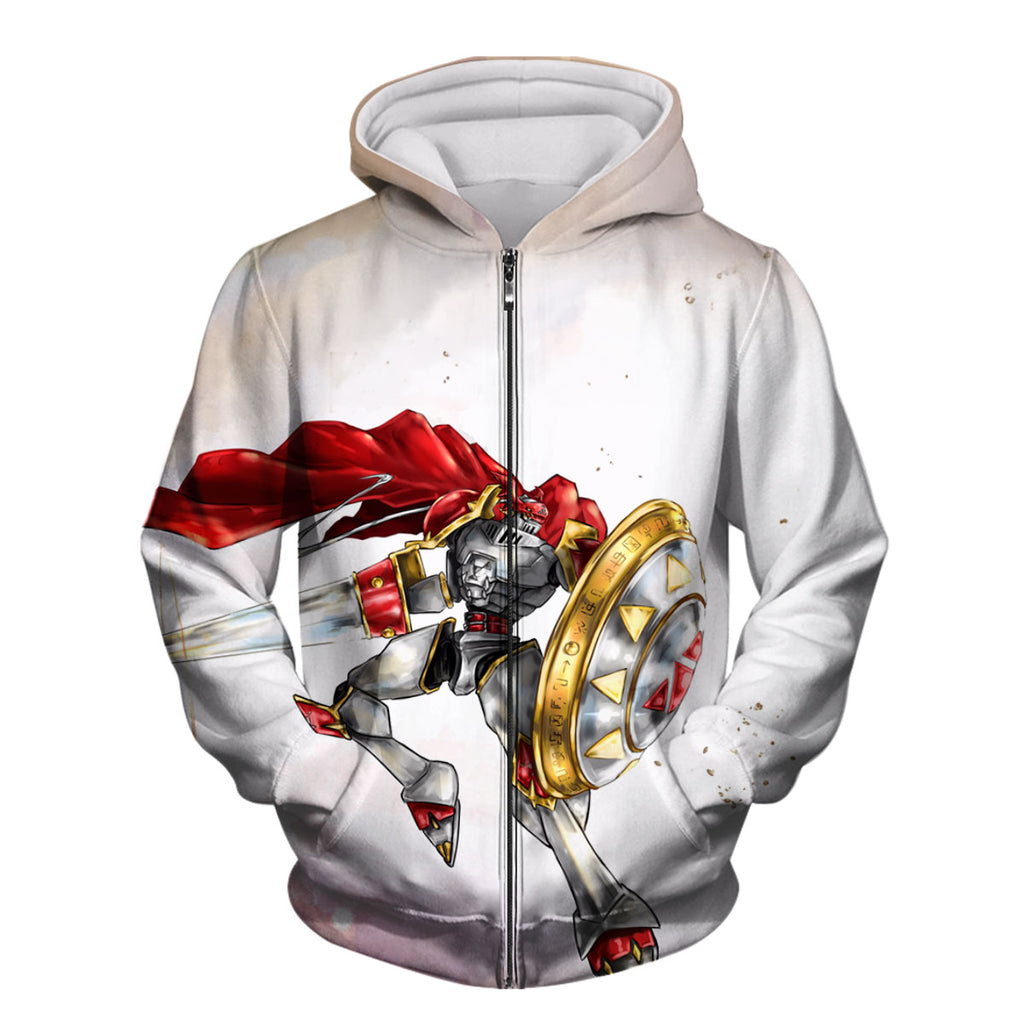 Digimon Adventure Gallantmon Wielding Lance Shield Red Flying Anime Apparel