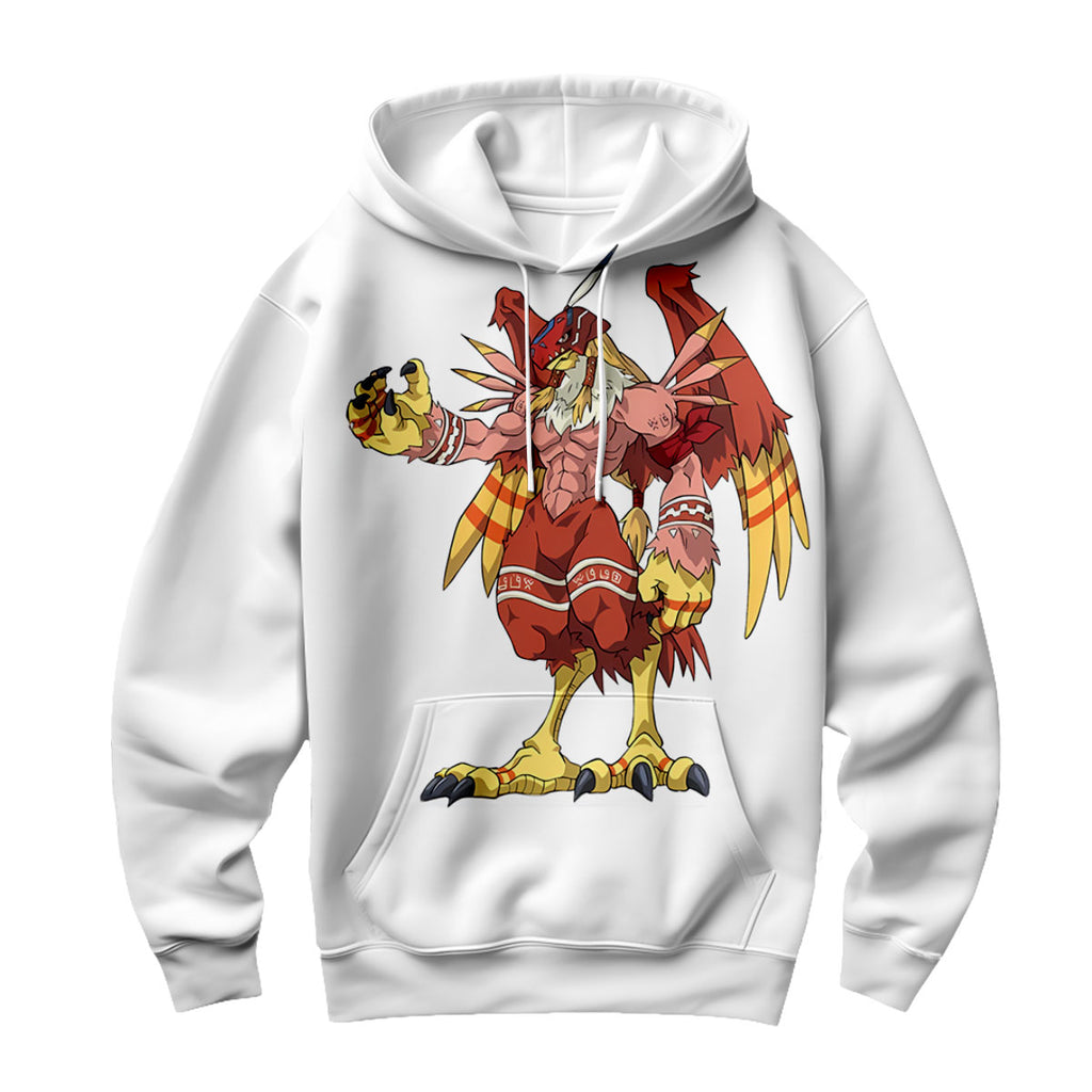 Digimon Adventure Garudamon Standing In Red And Yellow Anime Apparel