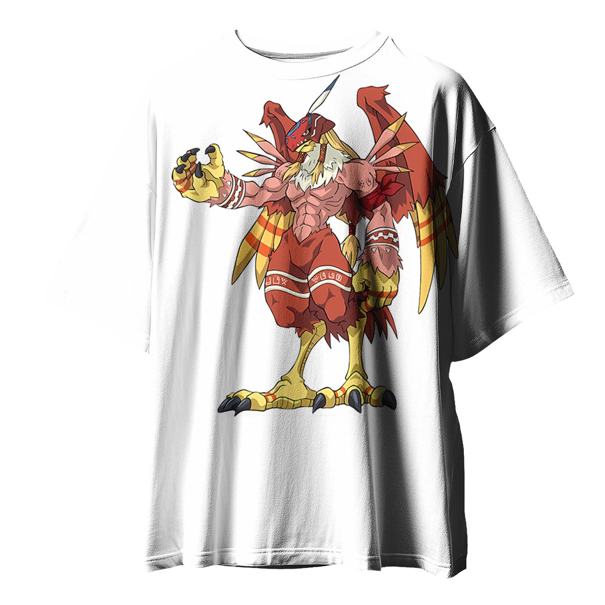Digimon Adventure Garudamon Standing In Red And Yellow Anime Apparel