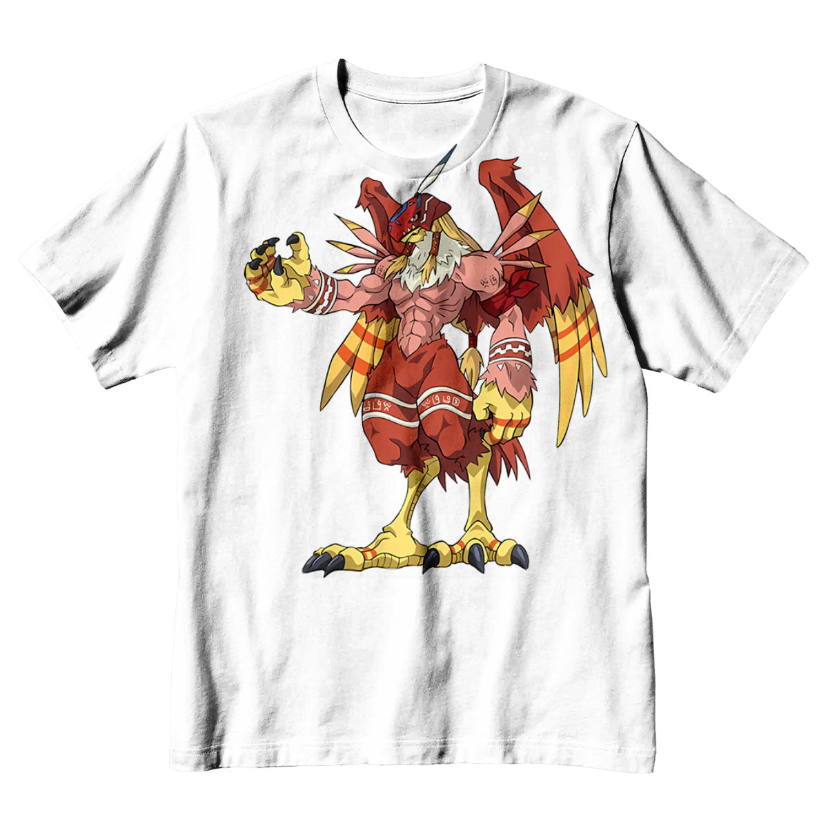 Digimon Adventure Garudamon Standing In Red And Yellow Anime Apparel