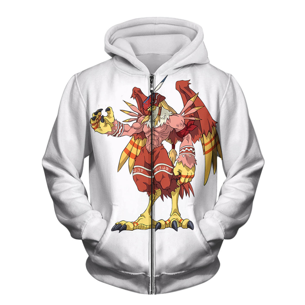 Digimon Adventure Garudamon Standing In Red And Yellow Anime Apparel