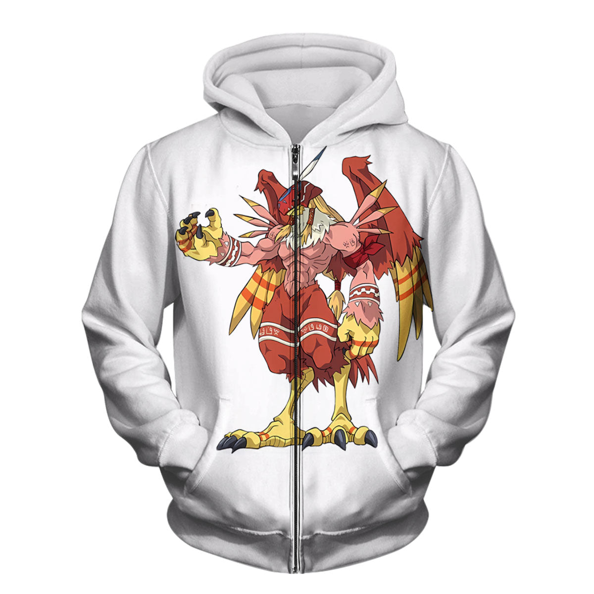 Digimon Adventure Garudamon Standing In Red And Yellow Anime Apparel