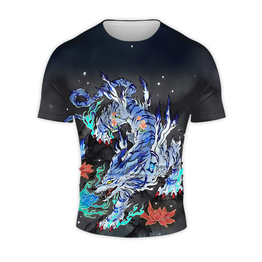 Digimon Adventure Garurumon Blue And White Mechanical Wolf Anime Apparel
