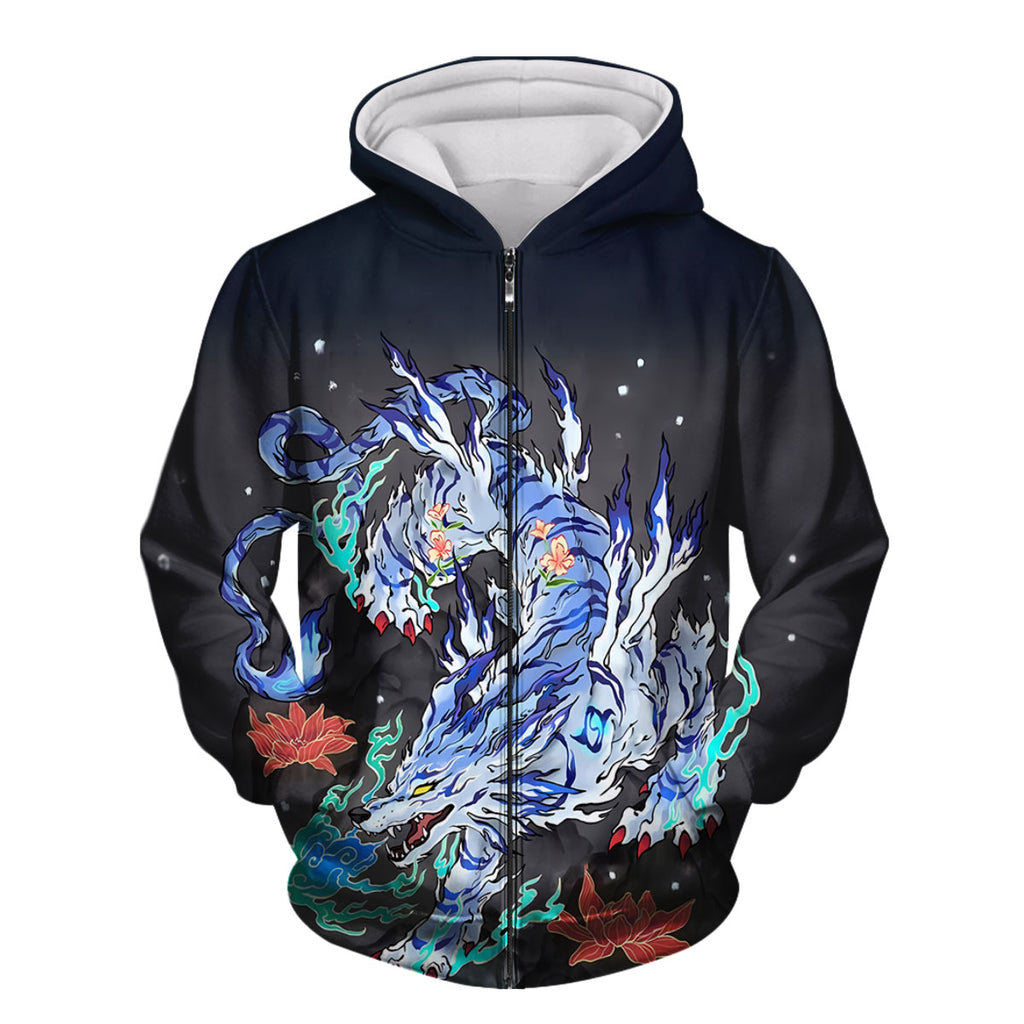Digimon Adventure Garurumon Blue And White Mechanical Wolf Anime Apparel