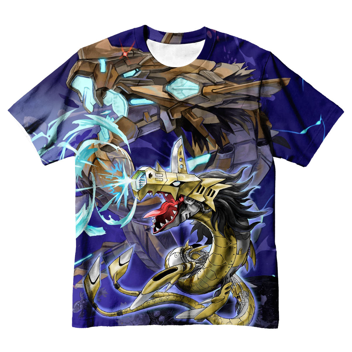 Digimon Adventure Gigaseadramon Attacking Metal Seadramon Battle Anime Apparel
