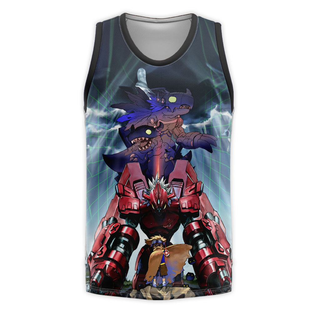 Digimon Adventure Greymon Red Agumon Standing Together Anime Apparel