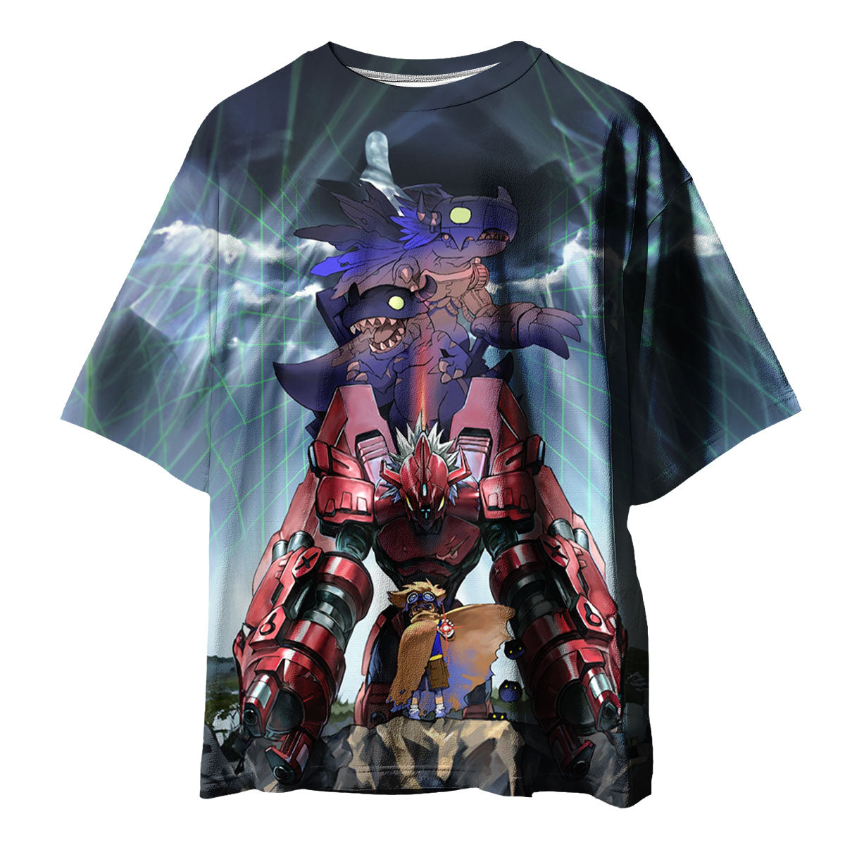 Digimon Adventure Greymon Red Agumon Standing Together Anime Apparel