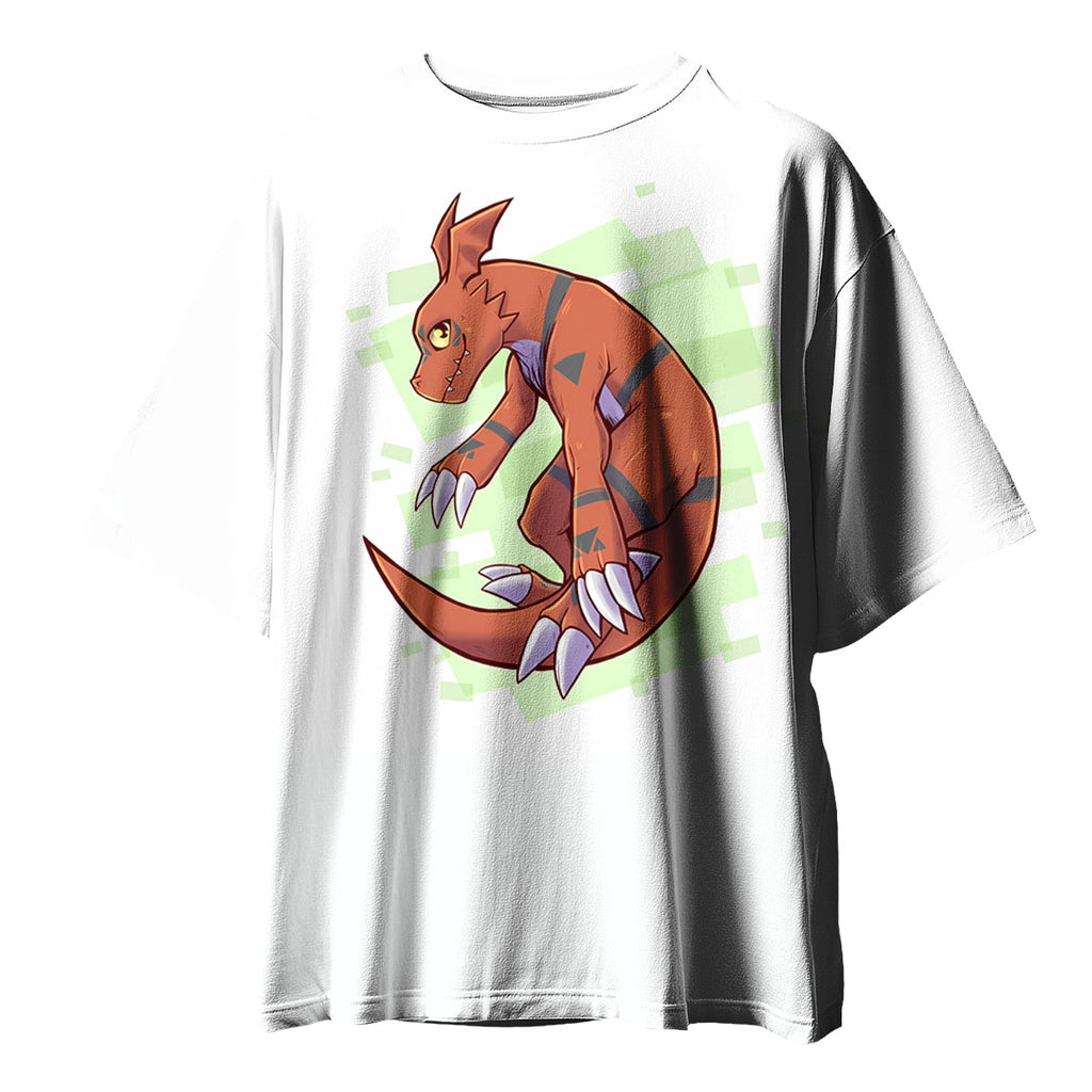 Digimon Adventure Guilmon Crouching Next To Green Cube Anime Apparel