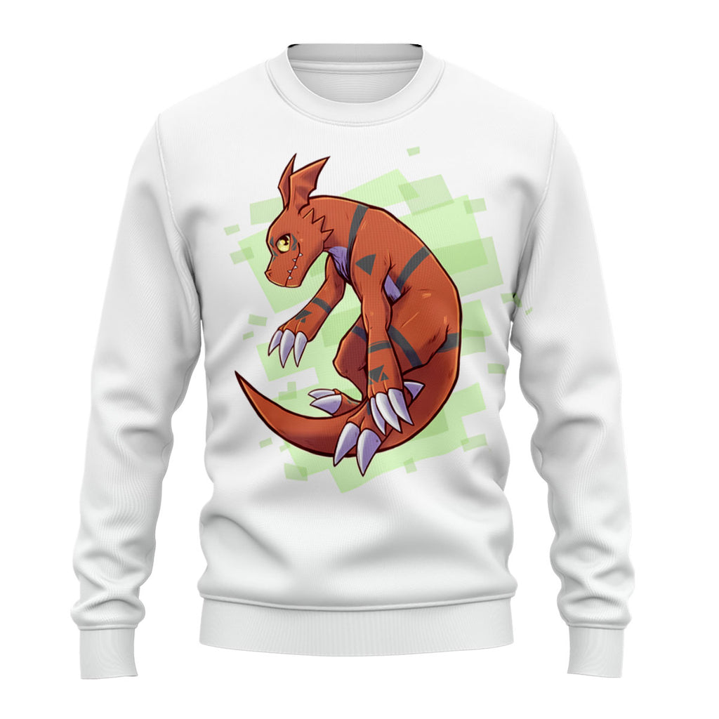 Digimon Adventure Guilmon Crouching Next To Green Cube Anime Apparel