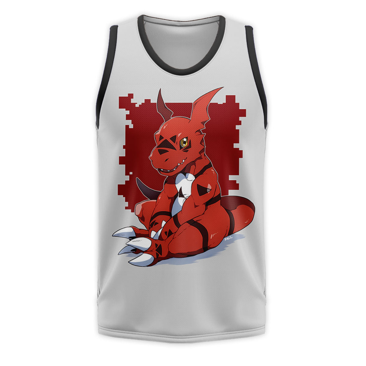 Digimon Adventure Guilmon Sitting In Red And White Color Anime Apparel