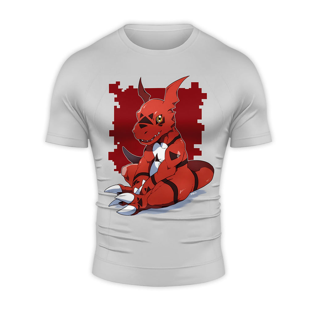 Digimon Adventure Guilmon Sitting In Red And White Color Anime Apparel