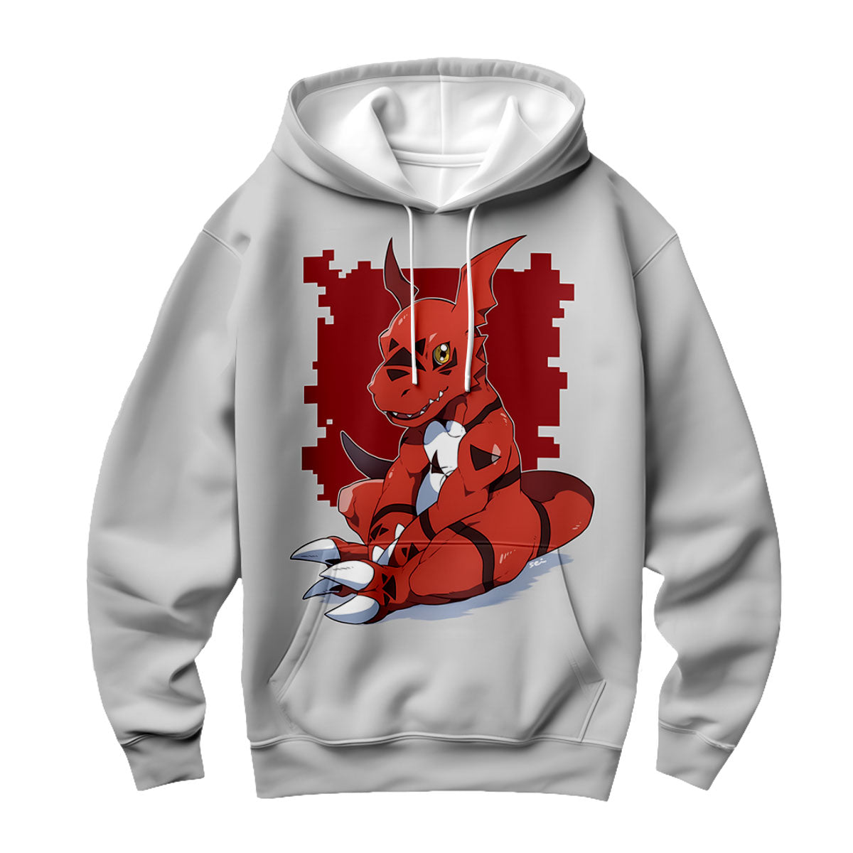 Digimon Adventure Guilmon Sitting In Red And White Color Anime Apparel