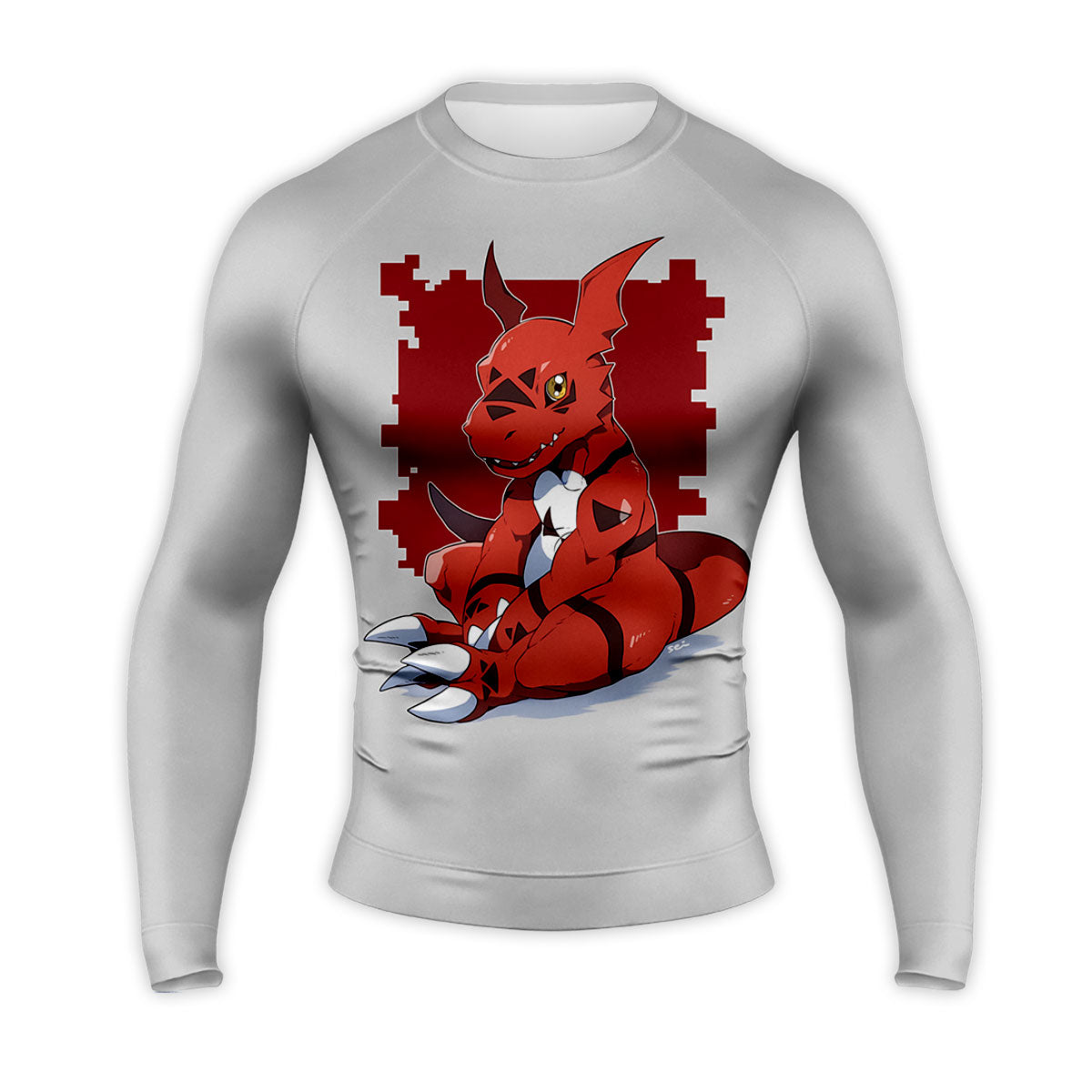 Digimon Adventure Guilmon Sitting In Red And White Color Anime Apparel