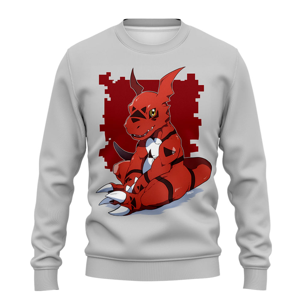 Digimon Adventure Guilmon Sitting In Red And White Color Anime Apparel