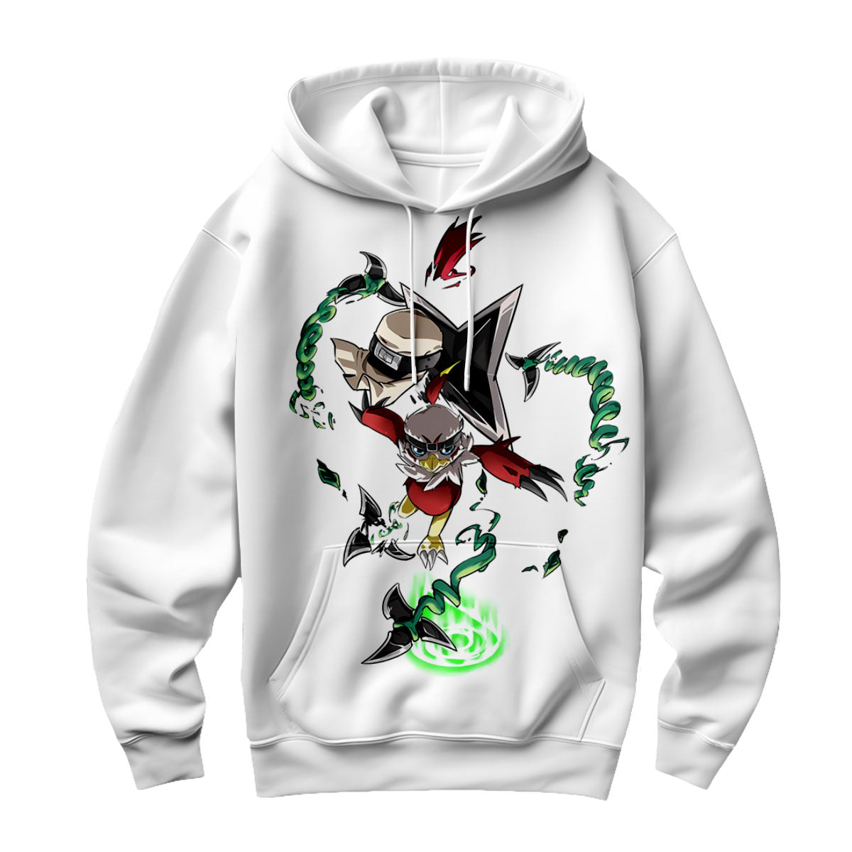 Digimon Adventure Hawkmon Green In Action Battle Anime Apparel