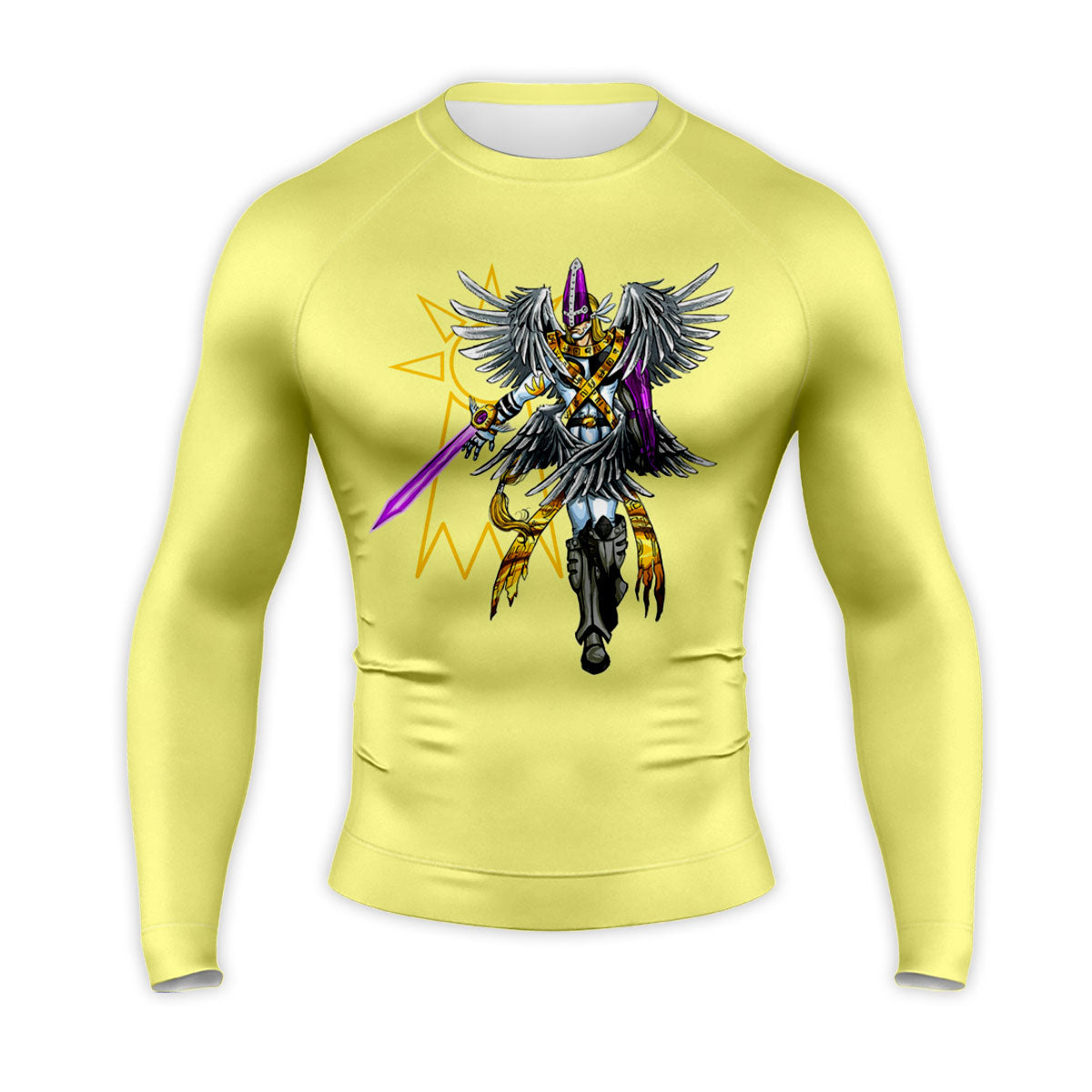 Digimon Adventure Holyangemon Standing In Front Of Yellow Background Anime Apparel