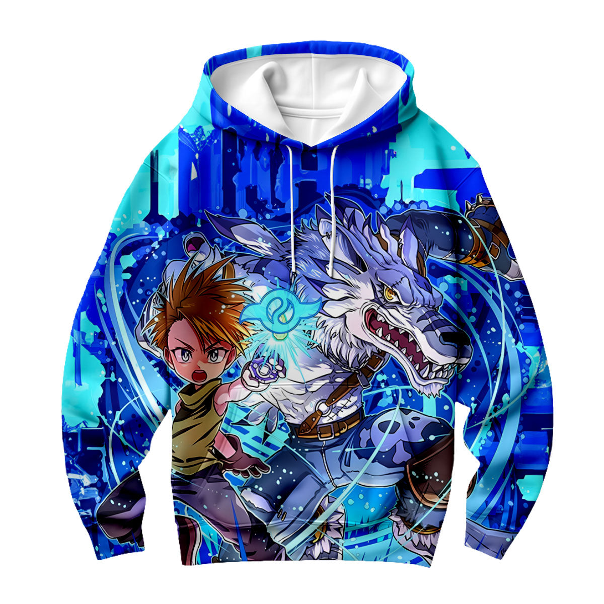 Digimon Adventure Ishida Yamato Gabumon Blue Energetic Anime Apparel