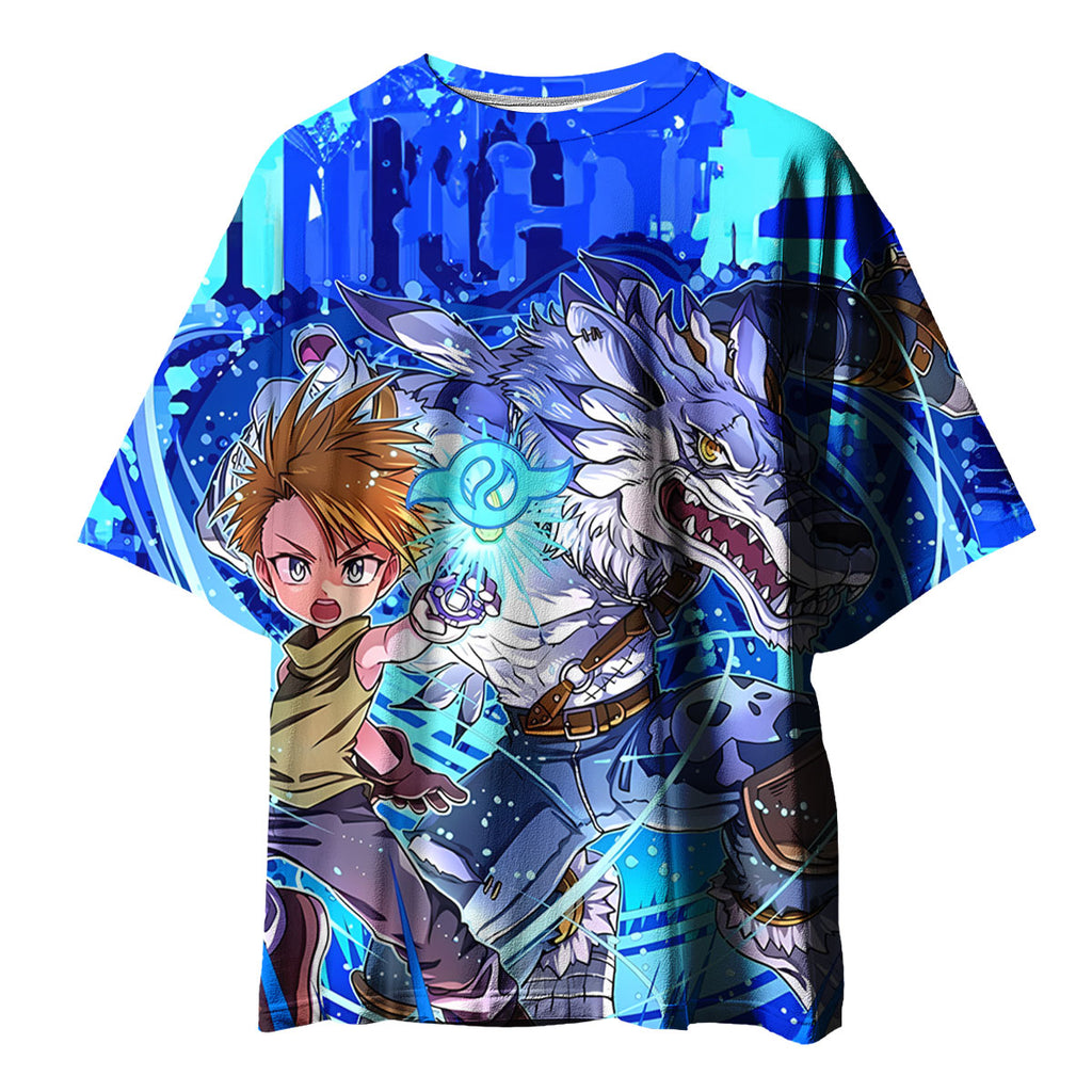 Digimon Adventure Ishida Yamato Gabumon Blue Energetic Anime Apparel