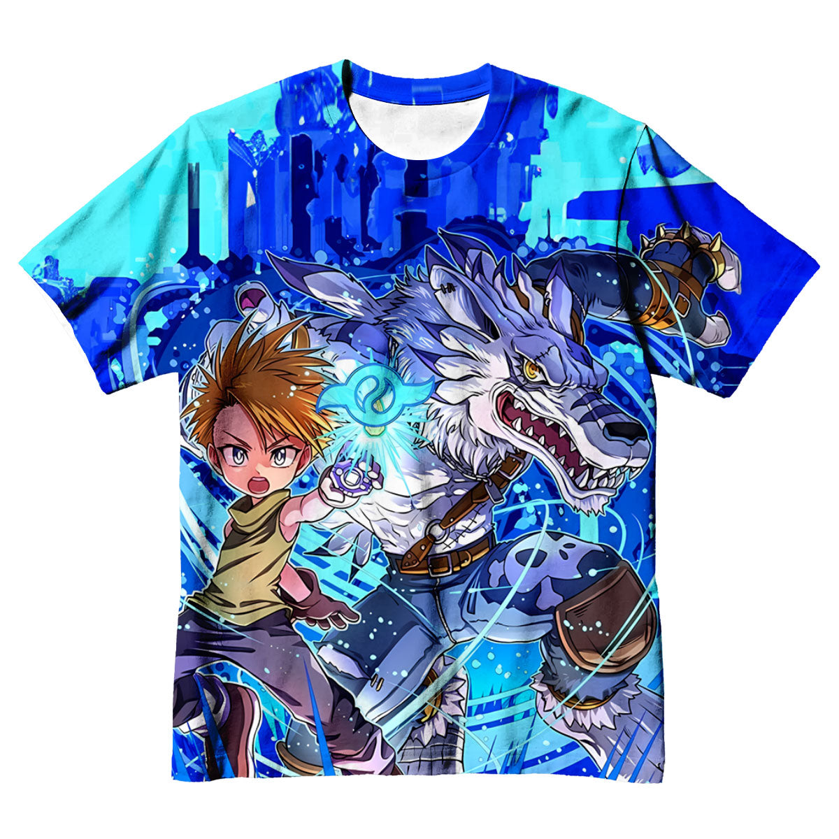 Digimon Adventure Ishida Yamato Gabumon Blue Energetic Anime Apparel