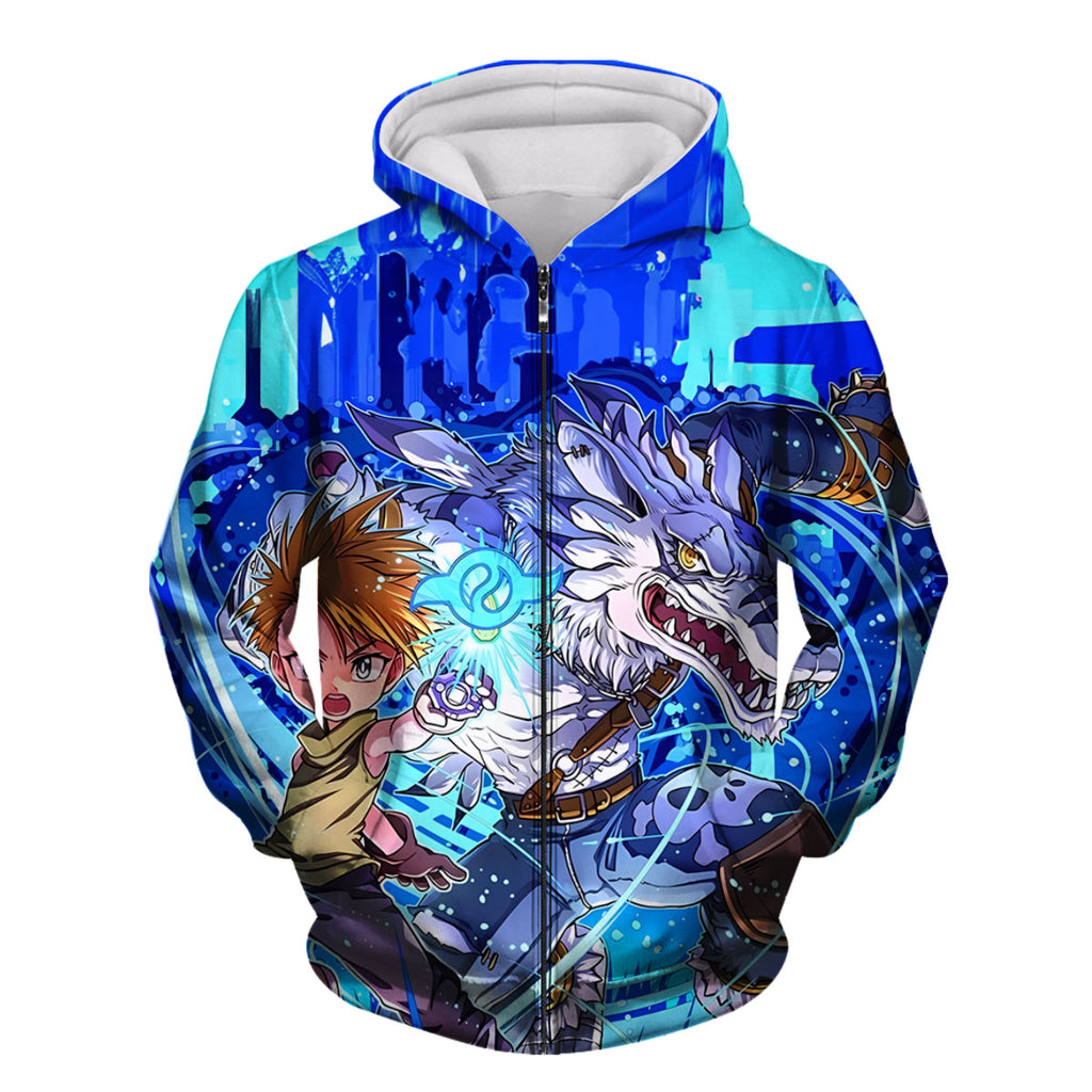 Digimon Adventure Ishida Yamato Gabumon Blue Energetic Anime Apparel