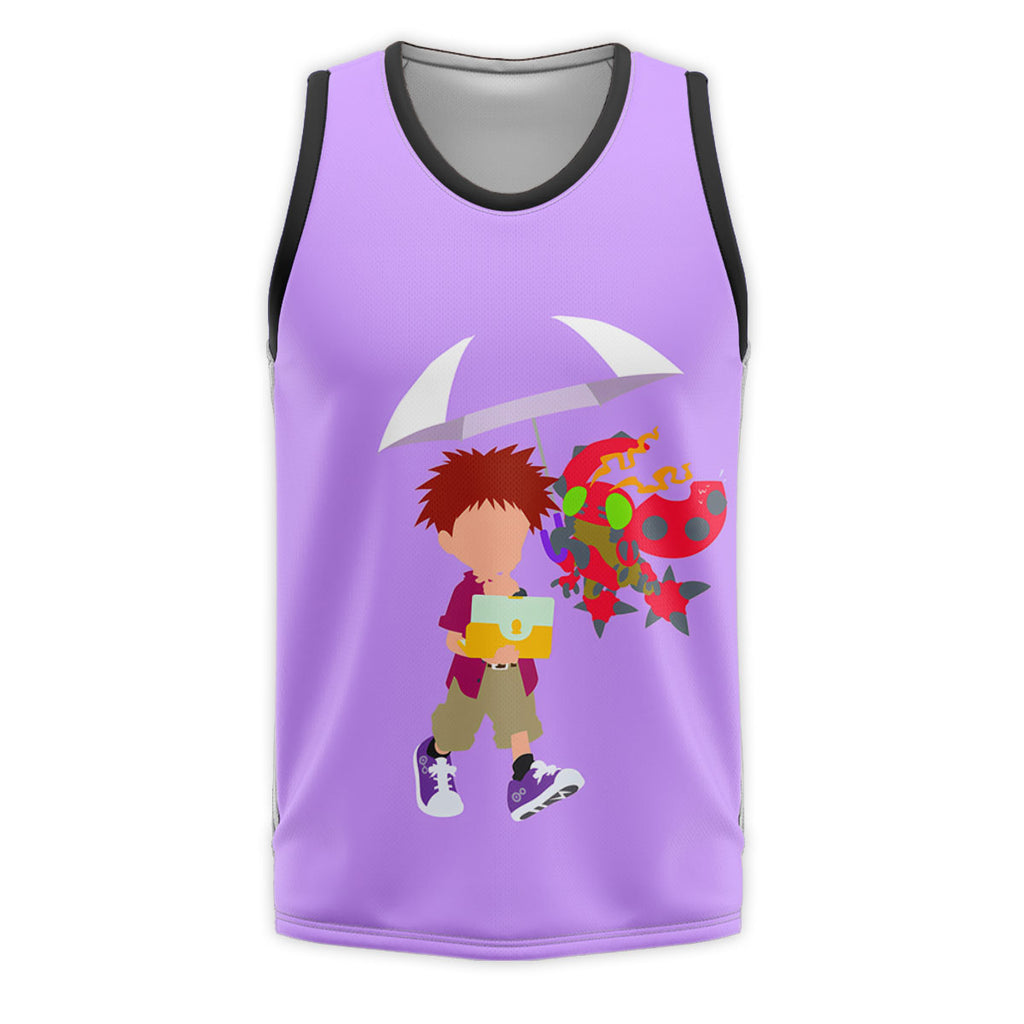 Digimon Adventure Izumi Koushirou Tentomon Holding Purple Umbrella Anime Apparel