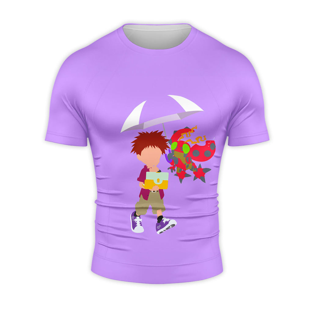 Digimon Adventure Izumi Koushirou Tentomon Holding Purple Umbrella Anime Apparel