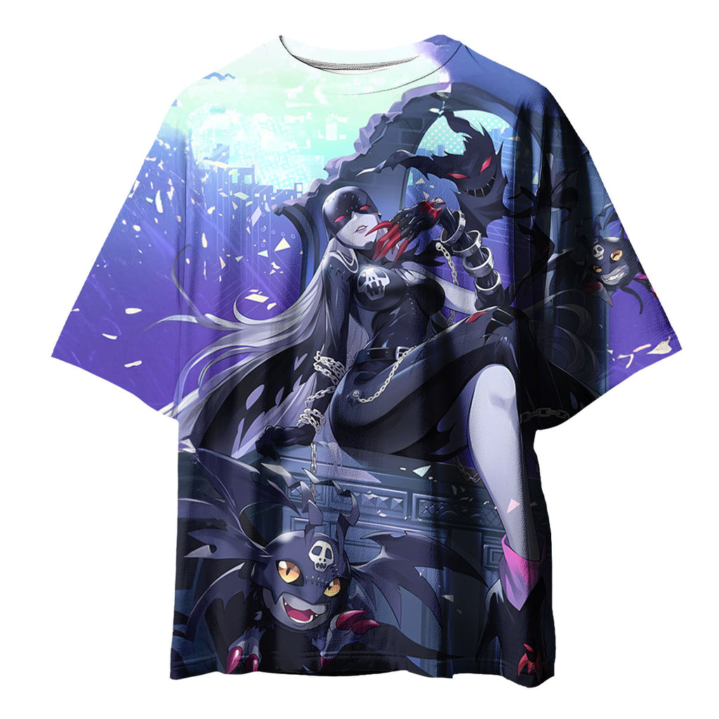 Digimon Adventure Ladydevimon Sitting Among Purple Minions Anime Apparel