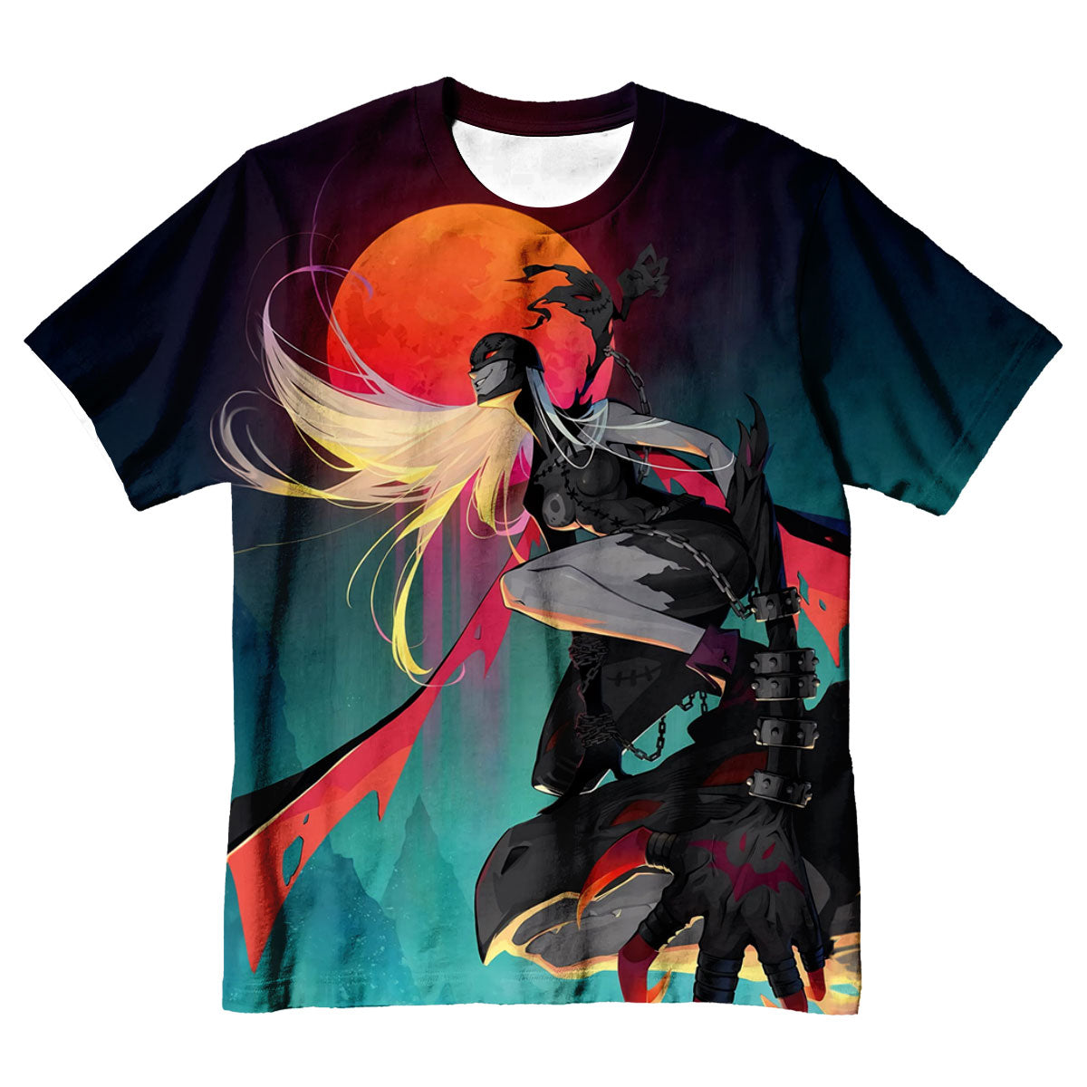 Digimon Adventure Ladydevimon Standing Under Crimson Moon With Dark Aura Anime Apparel
