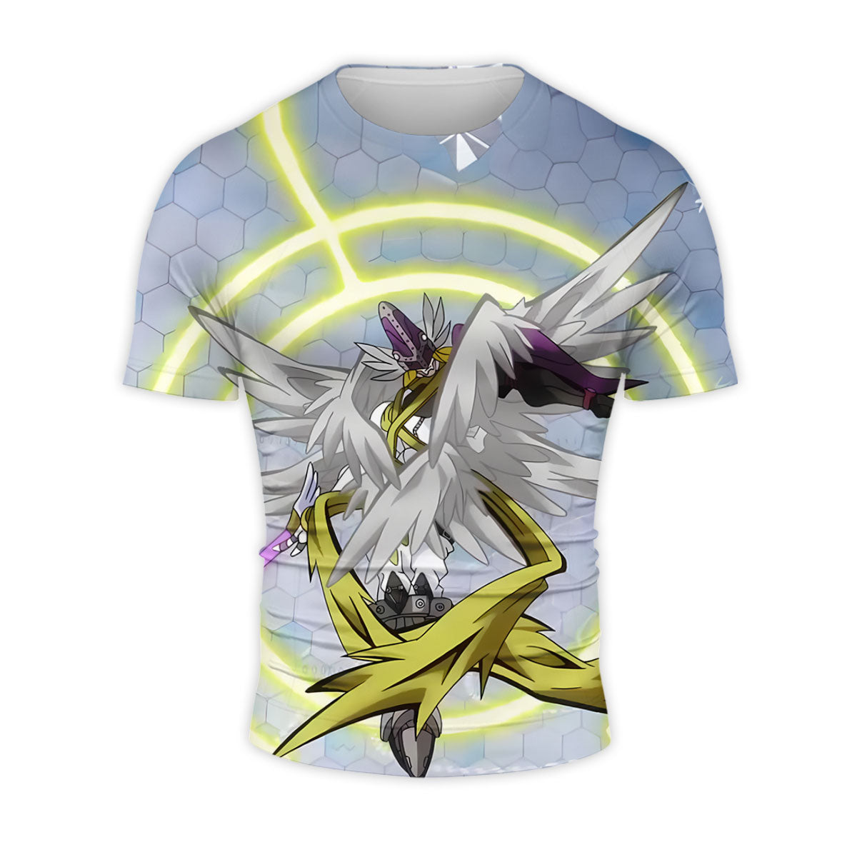 Digimon Adventure Magnaangemon Standing With Wings Sword Blue Yellow Anime Apparel