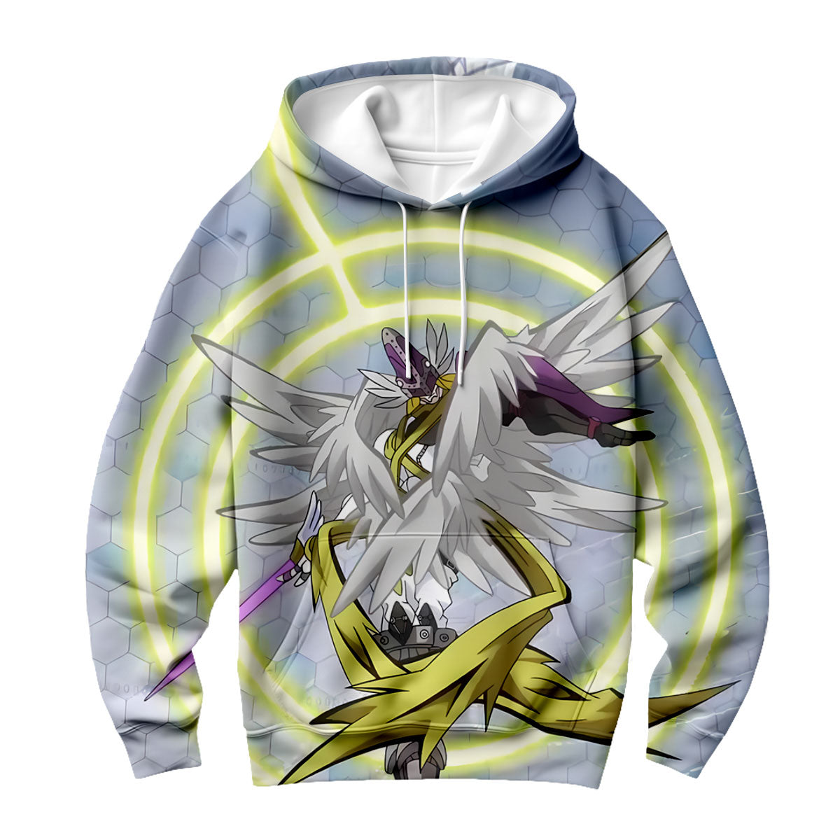 Digimon Adventure Magnaangemon Standing With Wings Sword Blue Yellow Anime Apparel