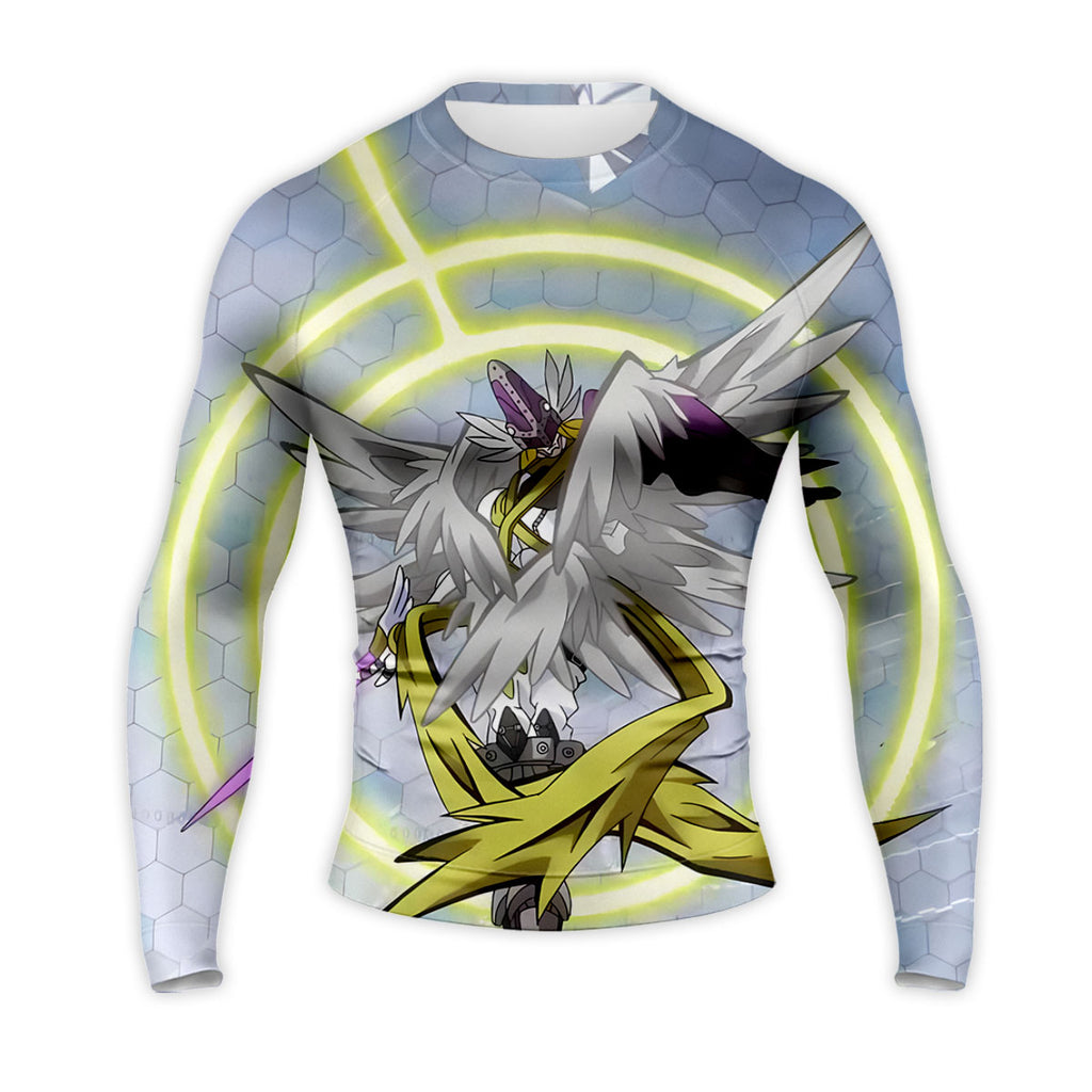Digimon Adventure Magnaangemon Standing With Wings Sword Blue Yellow Anime Apparel