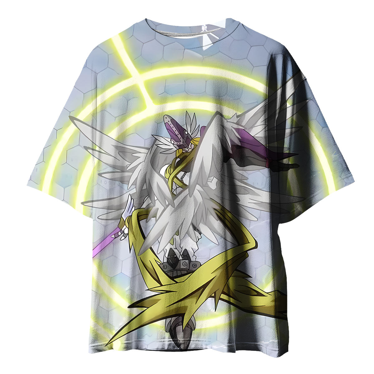 Digimon Adventure Magnaangemon Standing With Wings Sword Blue Yellow Anime Apparel