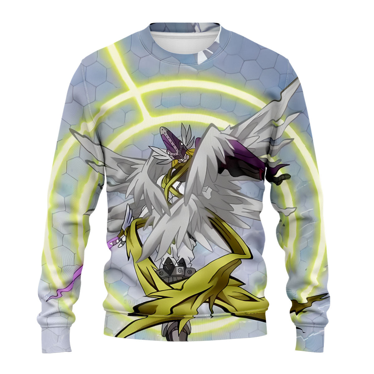 Digimon Adventure Magnaangemon Standing With Wings Sword Blue Yellow Anime Apparel