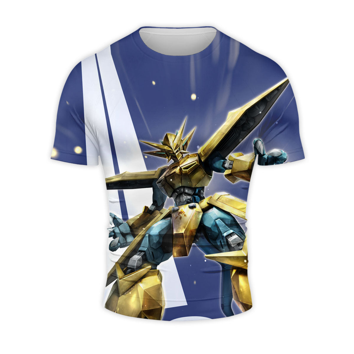 Digimon Adventure Magnamon Standing In Blue And Gold Armor Anime Apparel
