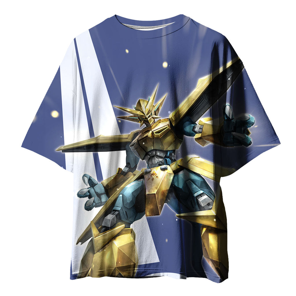 Digimon Adventure Magnamon Standing In Blue And Gold Armor Anime Apparel