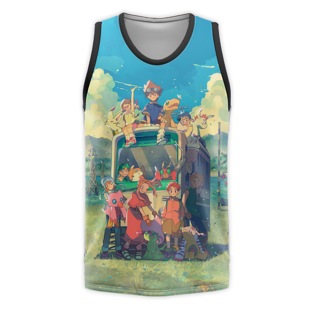 Digimon Adventure Main Characters On Green Bus Anime Apparel
