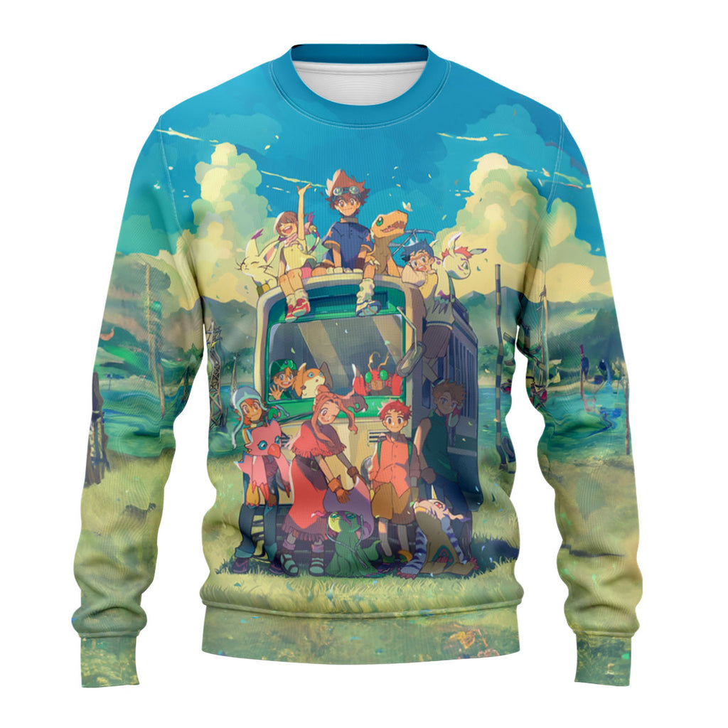 Digimon Adventure Main Characters On Green Bus Anime Apparel