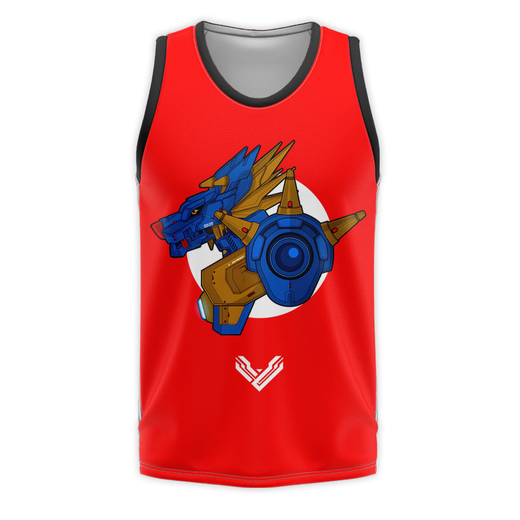 Digimon Adventure Metal Garurumon Standing On Red Background Anime Apparel