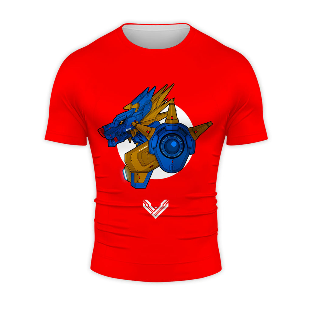Digimon Adventure Metal Garurumon Standing On Red Background Anime Apparel