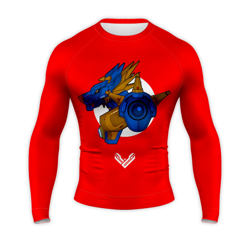 Digimon Adventure Metal Garurumon Standing On Red Background Anime Apparel