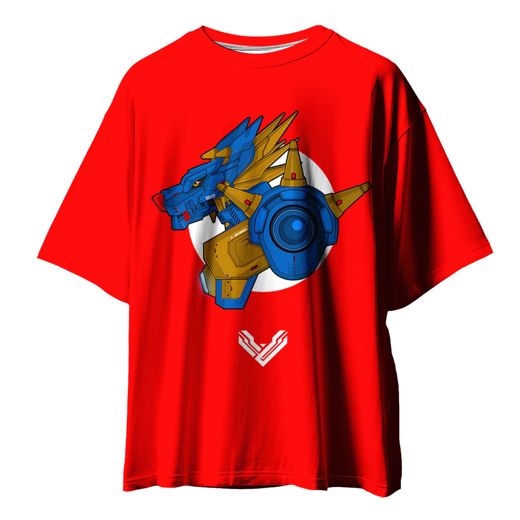Digimon Adventure Metal Garurumon Standing On Red Background Anime Apparel